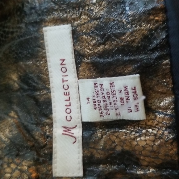 JM Collection Size 14 Animal Print Jacket Bronze Black - Picture 5 of 5